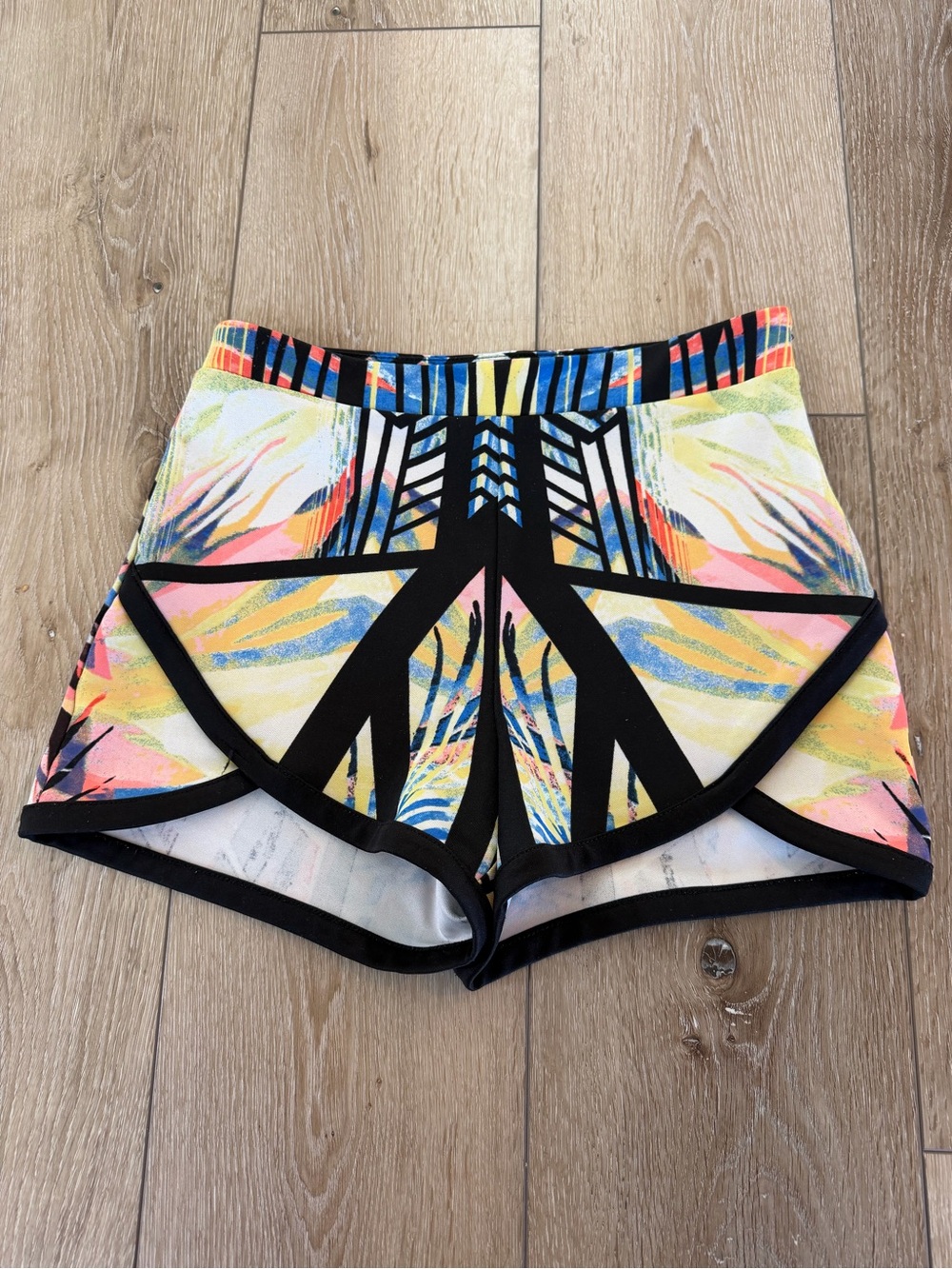 Material Girl Neon Geometric Print Athletic Shorts